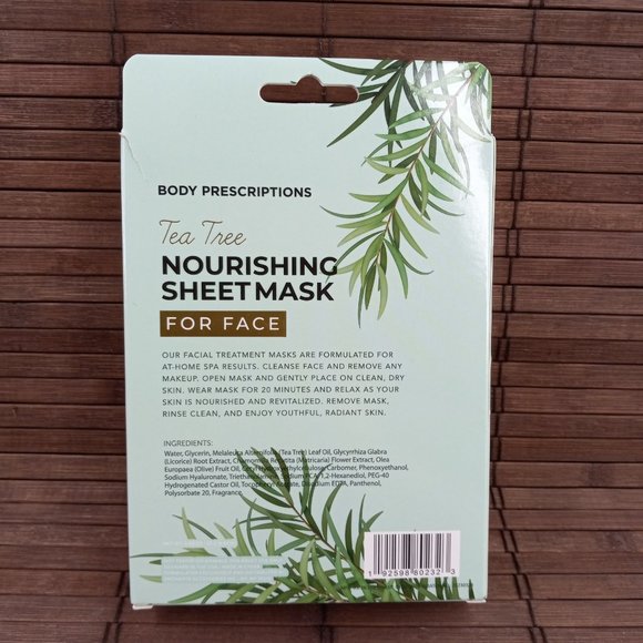 Body Prescriptions Tea Tree Nourishing Sheet Mask For Face Box Has 8 Masks - Picture 3 of 8